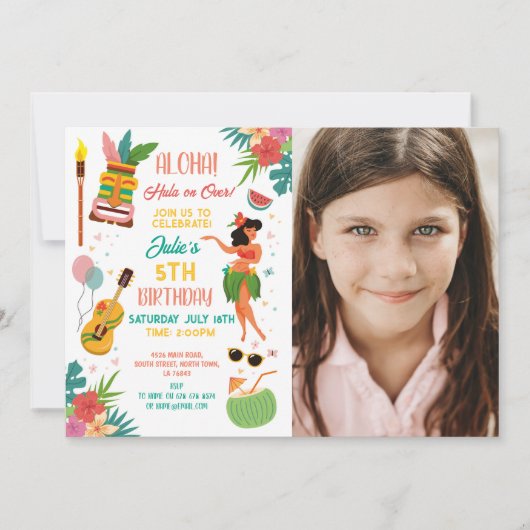 Aloha Tiki Feest Verjaardag Lei Aloha Kaart (Voorkant)