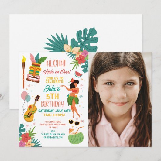 Aloha Tiki Feest Verjaardag Lei Aloha Kaart (Voorkant / Achterkant)