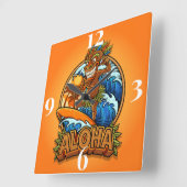 Aloha Tiki Man Vierkante Klok (Hoek)
