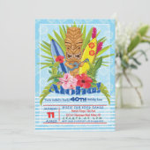 Aloha Tiki Totem Ukulele Verjaardagsfeestje Uitnod Kaart (Staand voorkant)
