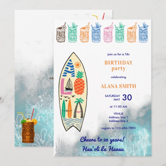 Aloha TIKI Tropical Luau Hawaiian Verjaardagsfeest Kaart (Voorkant / Achterkant)