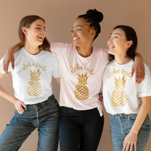 Aloha Tribe Hawaïaanse Gouden Ananas Bruidsmeisje T-shirt