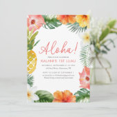 Aloha Tropical 1e Luau Bloemen Verjaardag Kaart (Staand voorkant)