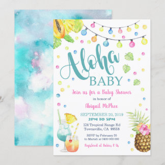 Aloha Tropical Baby shower Invitation Kaart
