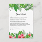 Aloha Tropical Beach Bruiloft Gast Details Informatiekaartje (Voorkant)