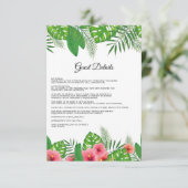 Aloha Tropical Beach Bruiloft Gast Details Informatiekaartje (Staand voorkant)