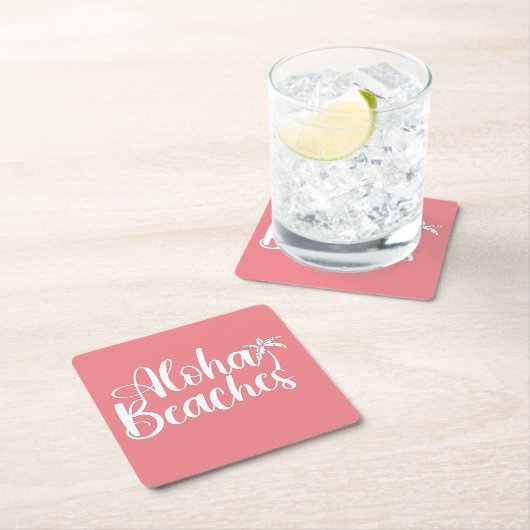 Aloha Tropical Beach ontwerp Kartonnen Onderzetters (Insitu)