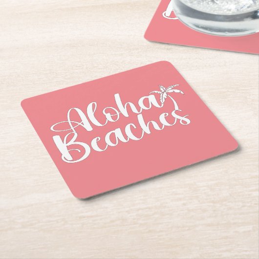 Aloha Tropical Beach ontwerp Kartonnen Onderzetters (Schuin)