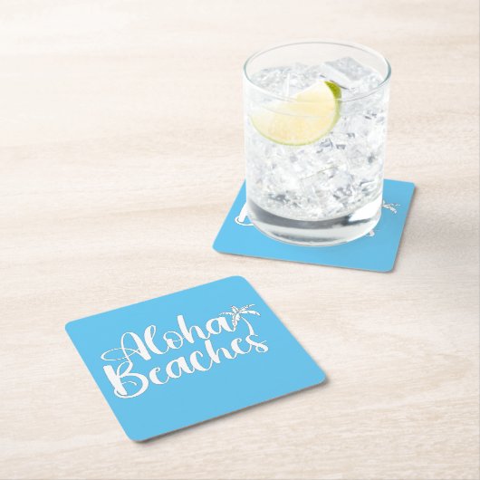 Aloha Tropical Beach ontwerp Kartonnen Onderzetters (Insitu)