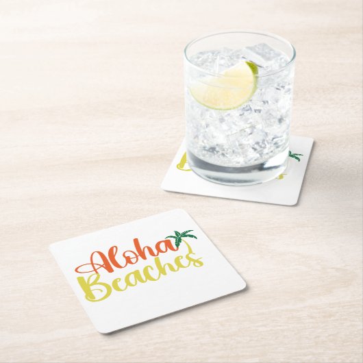Aloha Tropical Beach ontwerp Kartonnen Onderzetters (Insitu)