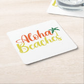 Aloha Tropical Beach ontwerp Kartonnen Onderzetters (Schuin)