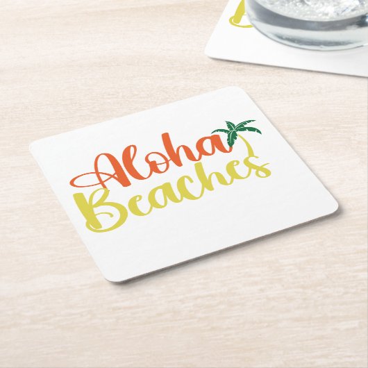 Aloha Tropical Beach ontwerp Kartonnen Onderzetters (Schuin)