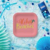 Aloha Tropical Beach ontwerp Papieren Bordje (Feest)