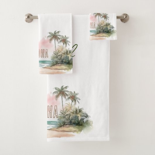 Aloha Tropical Beach Palmbomen Bad Handdoek (Insitu)