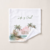 Aloha Tropical Beach Palmbomen Bad Handdoek (Wasdoekje)