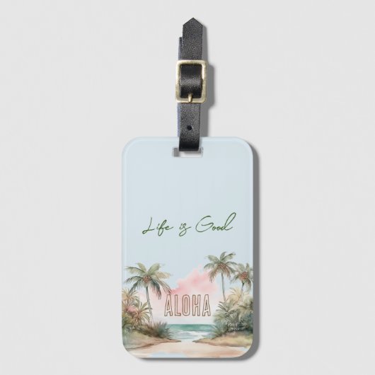 Aloha Tropical Beach Palmbomen Bagagelabel (Voorkant (verticaal))