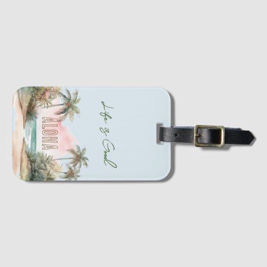Aloha Tropical Beach Palmbomen Bagagelabel (Voorkant (horizontaal))