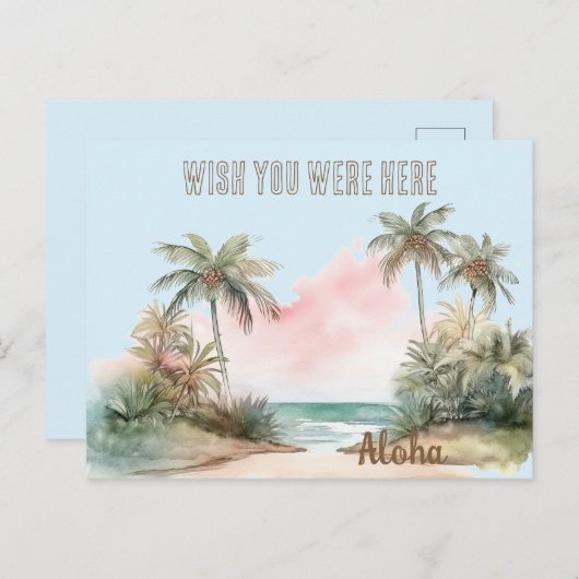 Aloha Tropical Beach Palmbomen Briefkaart (Voorkant / Achterkant)