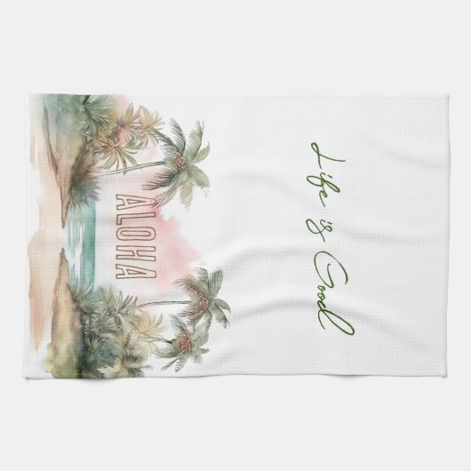 Aloha Tropical Beach Palmbomen Theedoek (Horizontaal)