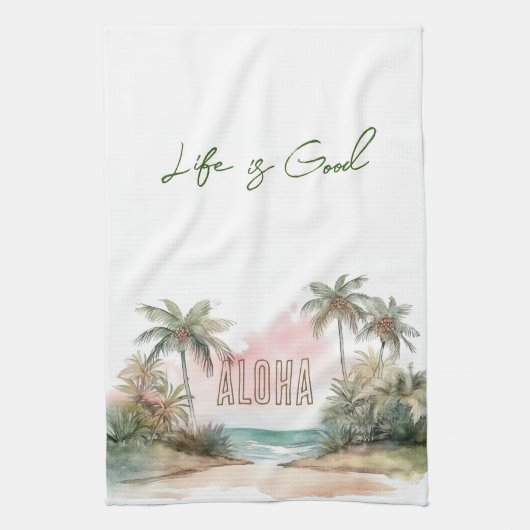 Aloha Tropical Beach Palmbomen Theedoek (Verticaal)