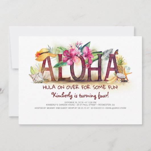 Aloha Tropical Beach Pineapple Birthday Kaart (Voorkant)