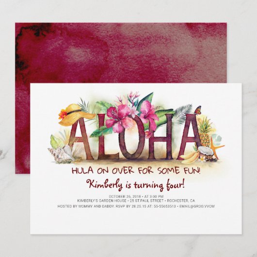 Aloha Tropical Beach Pineapple Birthday Kaart (Voorkant / Achterkant)