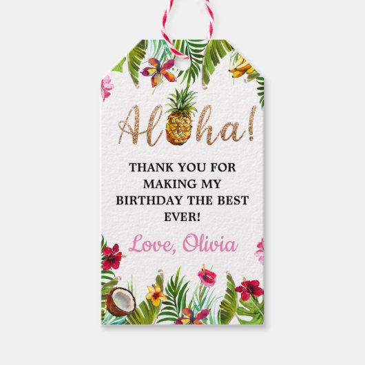 Aloha Tropical Bedankt Label Cadeaulabel (Voorkant)
