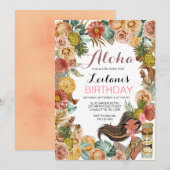 Aloha Tropical Boho Luau Birthday Invitation Kaart (Voorkant / Achterkant)