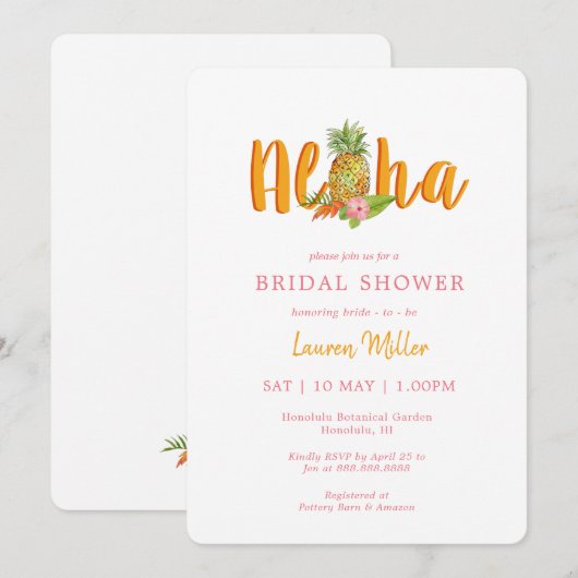 Aloha Tropical bruiloft uitnodiging (Voorkant / Achterkant)