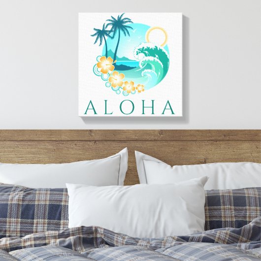 Aloha Tropical Canvas Print (Insitu (Slaapkamer))