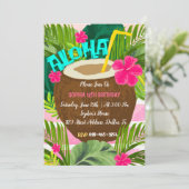 Aloha Tropical Coconut Birthday Invitation Kaart (Staand voorkant)