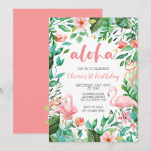 Aloha Tropical eerste verjaardag flamingo luau