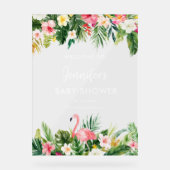 Aloha Tropical Flamingo Baby shower Acryl Bord (Voorkant)