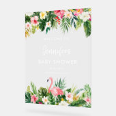 Aloha Tropical Flamingo Baby shower Acryl Bord (Hoek)
