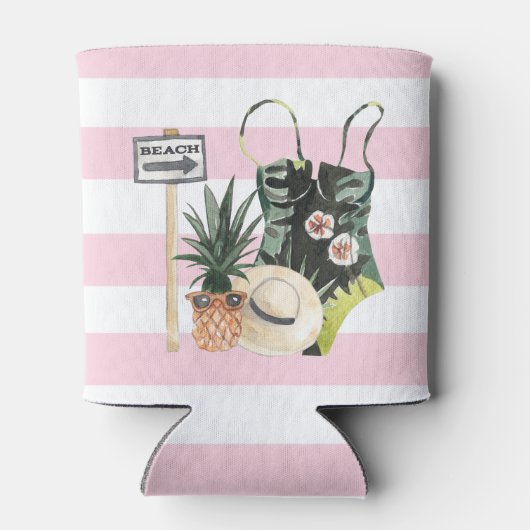 Aloha Tropical Flamingo Bachelorette Personalized Blikjeskoeler (Achterkant)
