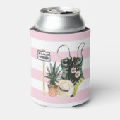 Aloha Tropical Flamingo Bachelorette Personalized Blikjeskoeler (Blikje Achterkant)