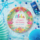 Aloha Tropical Flamingo Birthday Luau Party Papieren Bordje (Feest)