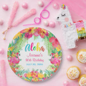 Aloha Tropical Flamingo Birthday Luau Party Papieren Bordje (Feest)