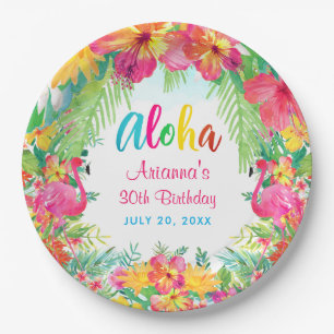 Aloha Tropical Flamingo Birthday Luau Party Papieren Bordje