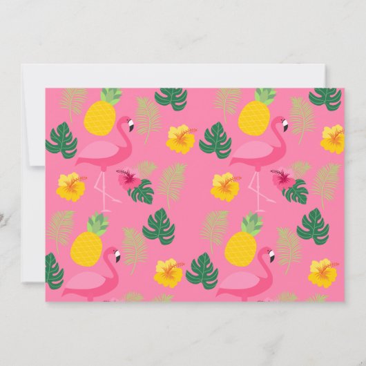 Aloha Tropical Flamingo Foto Verjaardag Uitnodigin Kaart (Achterkant)