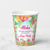 Aloha Tropical Flamingo Luau Afstuderen Paper Cups Papieren Bekers (Achterkant)