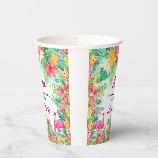 Aloha Tropical Flamingo Luau Afstuderen Paper Cups Papieren Bekers (Links)