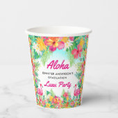 Aloha Tropical Flamingo Luau Afstuderen Paper Cups Papieren Bekers (Voorkant)