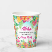 Aloha Tropical Flamingo Luau Birthday Paper Cups Papieren Bekers (Achterkant)