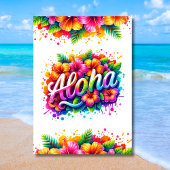 Aloha Tropical Flamingo Luau Birthday Party Kaart