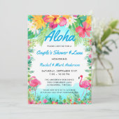 Aloha Tropical Flamingo Luau Couple's Shower Kaart (Staand voorkant)