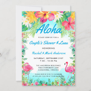 Aloha Tropical Flamingo Luau Couple's Shower Kaart
