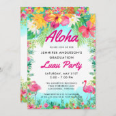 Aloha Tropical Flamingo Luau Party Afstuderen Kaart (Voorkant / Achterkant)