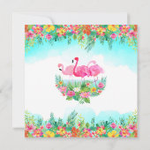 Aloha Tropical Flamingo Luau Party Square Birthday Kaart (Achterkant)