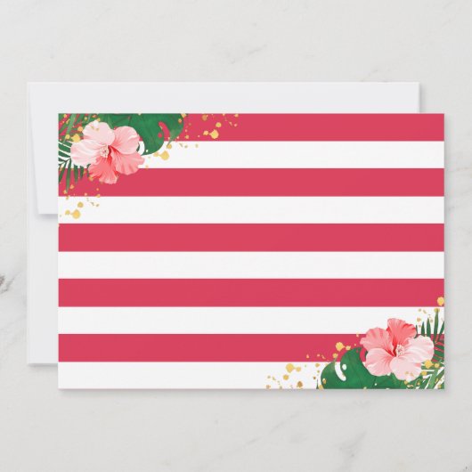 Aloha Tropical Flamingo Pink Floral Birthday Foto Bedankkaart (Achterkant)